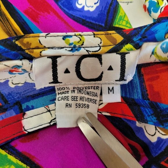 Vintage Liberty by ICI Size M Maxi Dress Blue Floral Button Down Vibrant - Picture 4 of 8